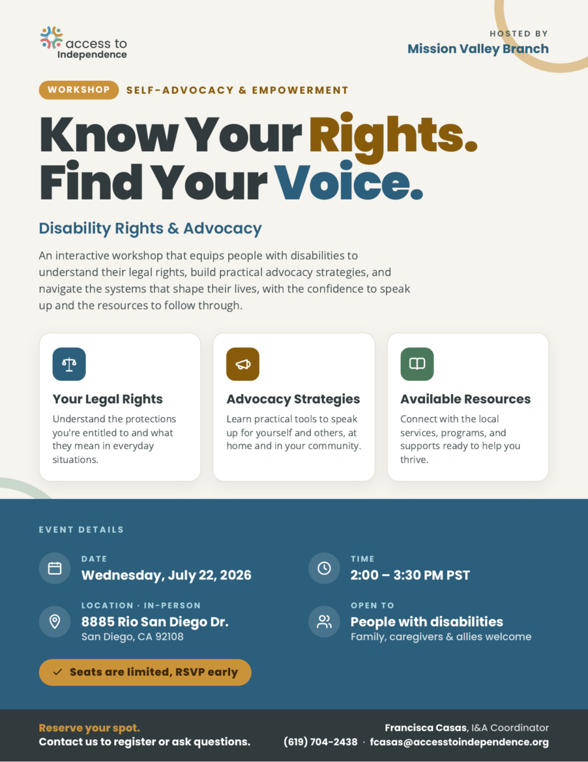 Disability Rights California Offices List.pdf San Diego Location – Access to Independence